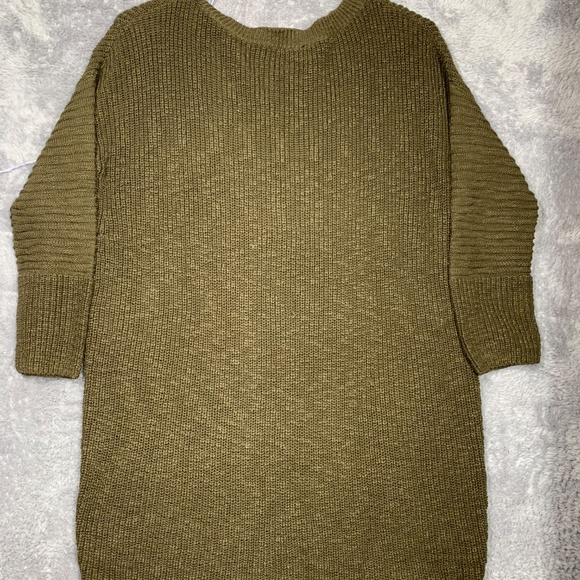 Express Women’s Olive Green Sweater Dress Size Small 100% Cotton Long Sleeve Tun - Picture 5 of 8